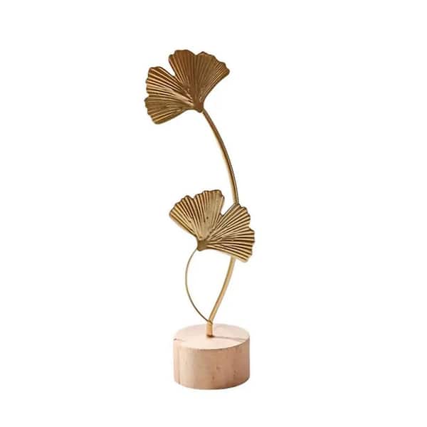 1-Pack 7.87 in. x 2.16 in. Gold HomeInspiration Ginkgo Leaf Metal Work Decor for Stylish Interiors