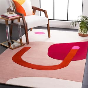 Fifth Avenue Ivory/Red 6 ft. x 9 ft. Abstract Geometric Area Rug