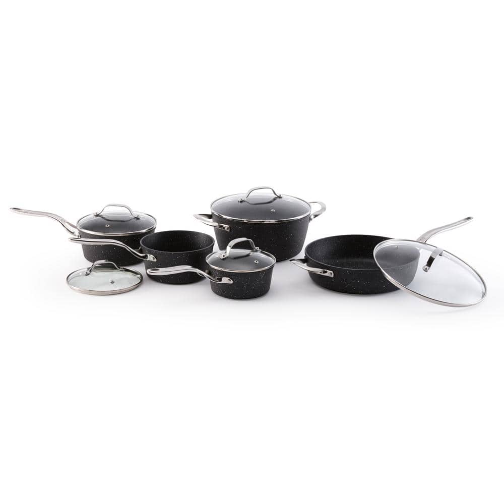 Starfrit The Rock 10-Piece Non-Stick Black Aluminum Cookware Set