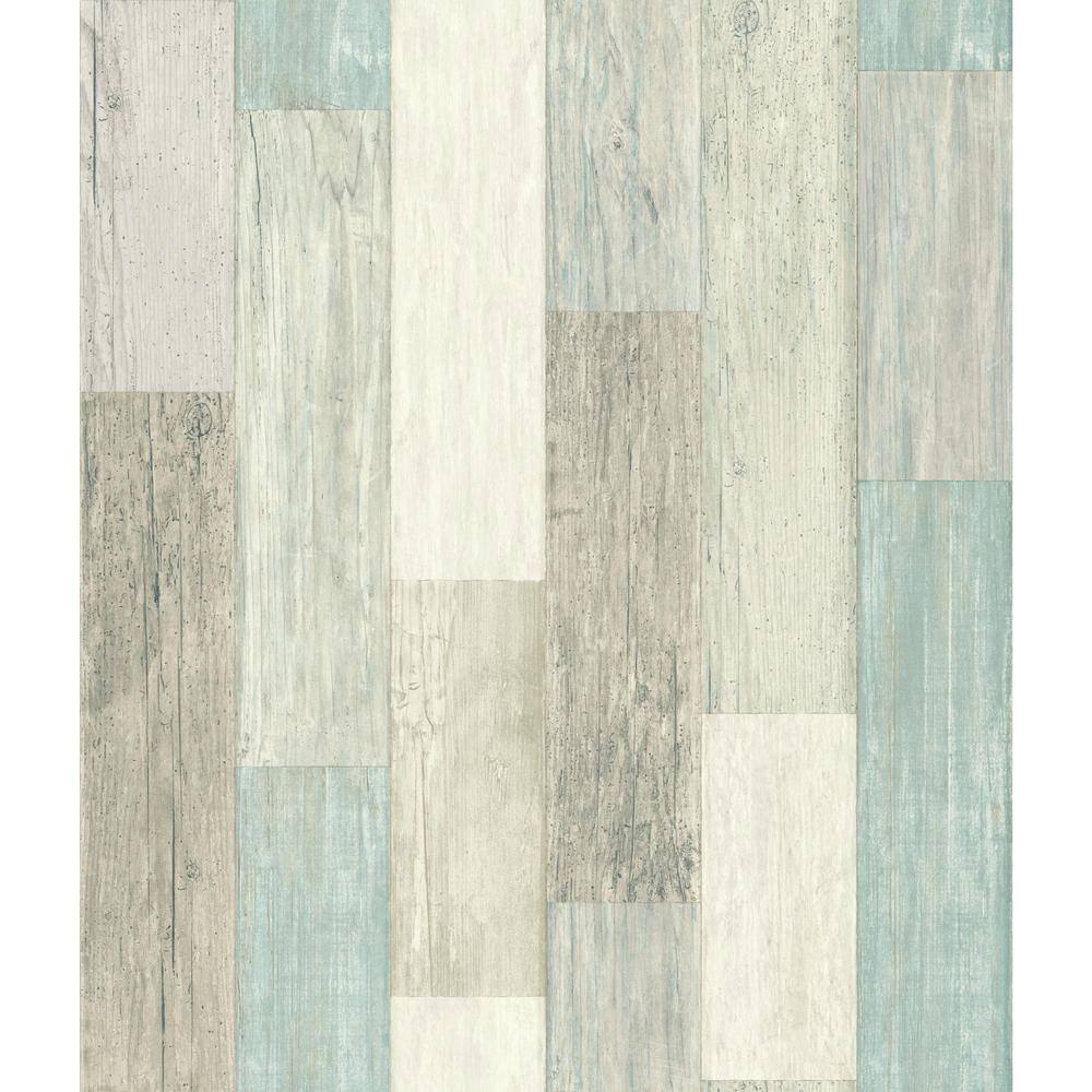 Blue and Tan Weathered Wood Peel and Stick Wall Decal