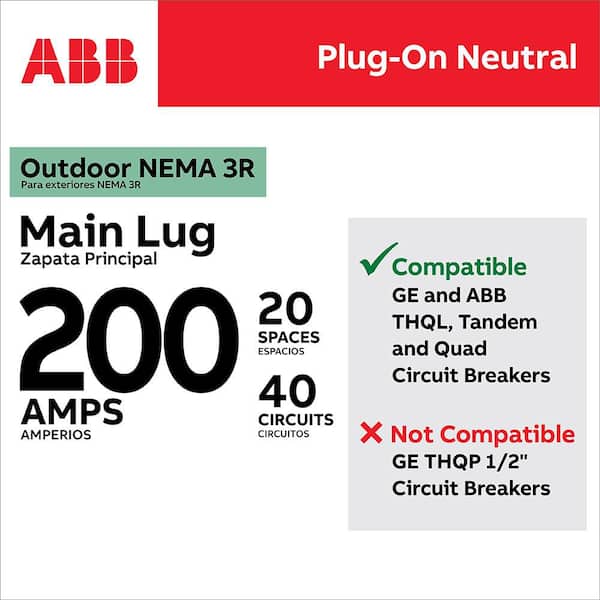 200 Amp 20-Space 40-Circuit Main Lug Outdoor Plug-On Neutral Load Center (PAC2020R)