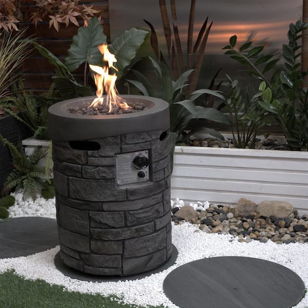 Unbranded 20 in. Magnesium Oxide Outdoor Gas Fire Pit Table, 32000 BTU Fire Pit with Lava Stone Rainproof Cover, CSA Certification