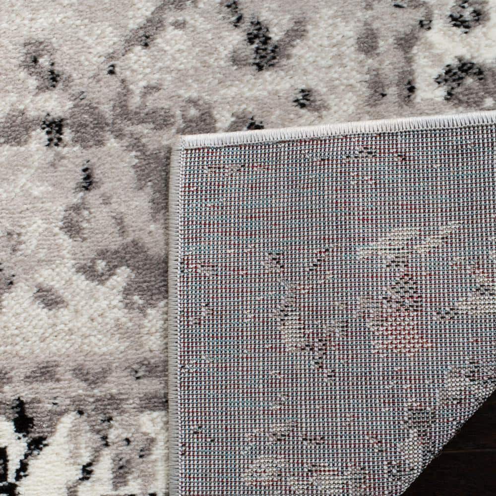 Skyler Floral Silver and Ivory Synthetic 2' x 12' Runner Rug