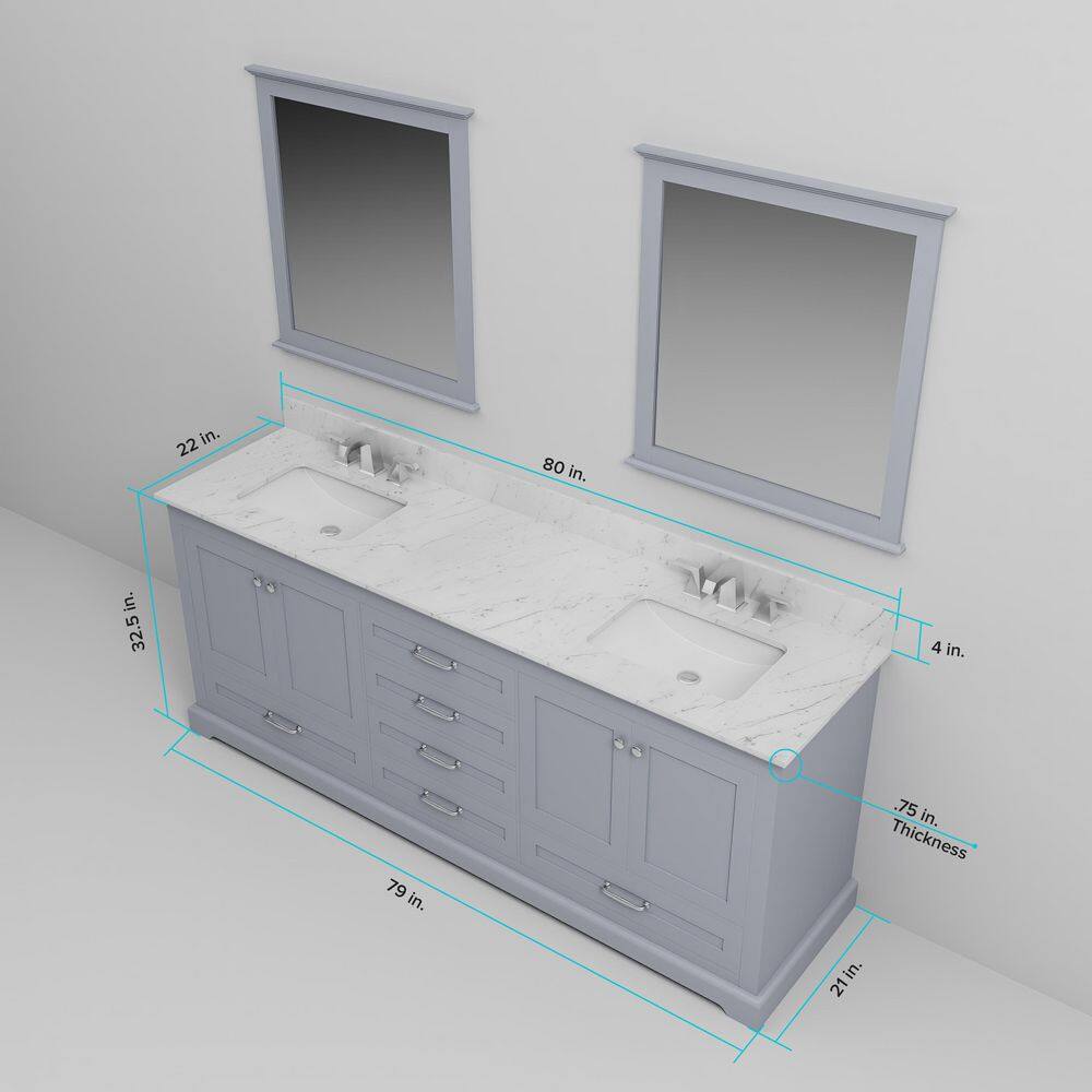Dukes 80" Dark Gray Rubber and Birch Double Vanity