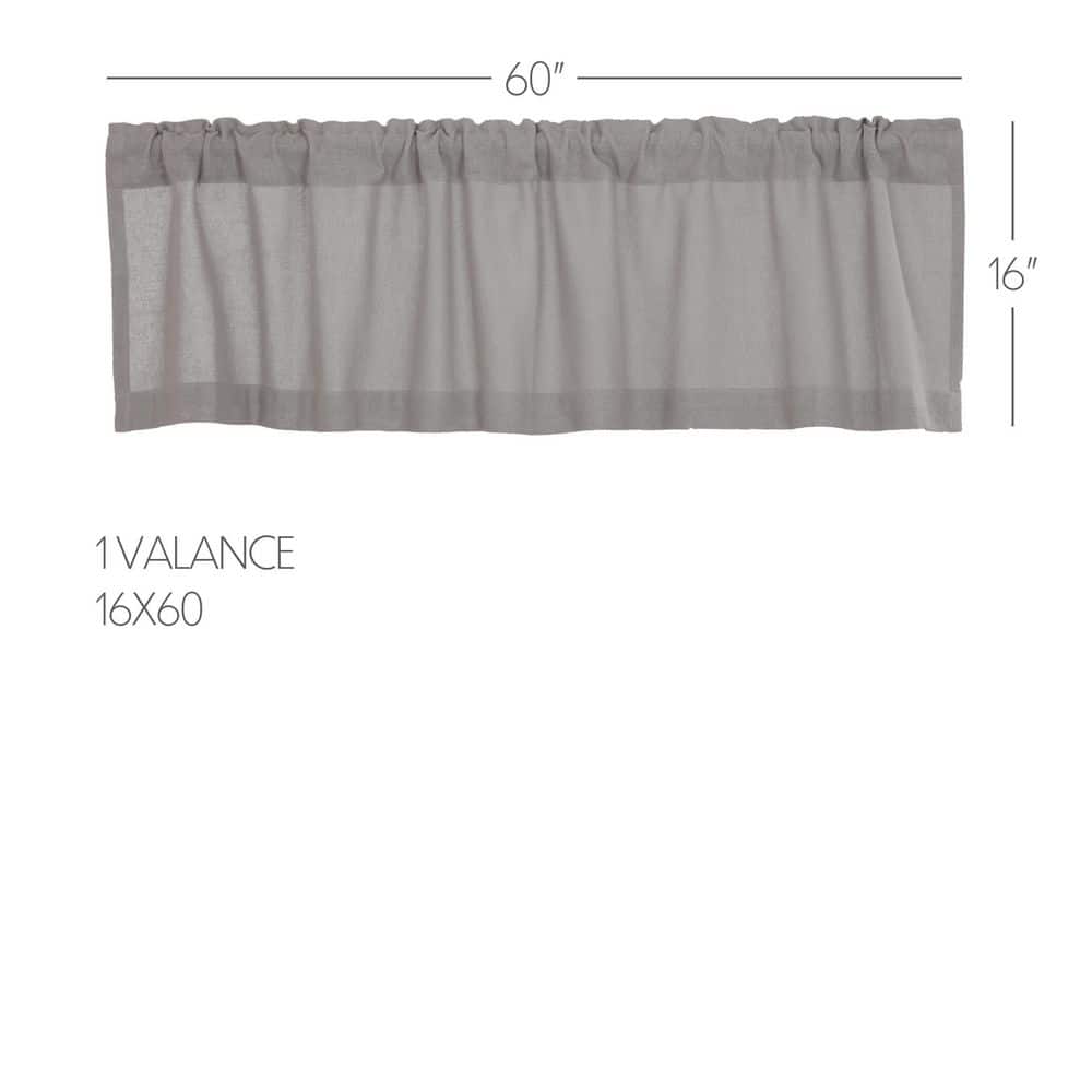 Dove Grey Burlap Rod Pocket Valance 16x60