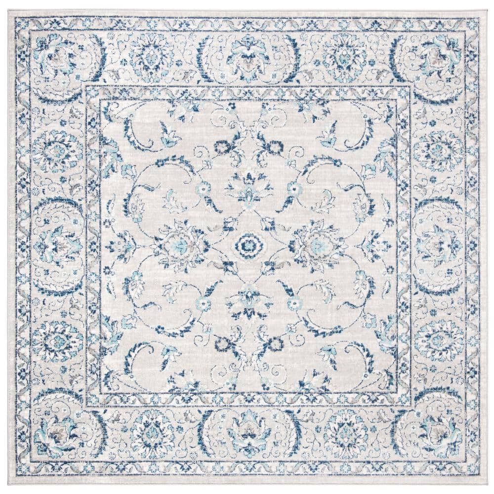 Majestic Heirloom-Inspired 5' x 5' Square Synthetic Gray Rug