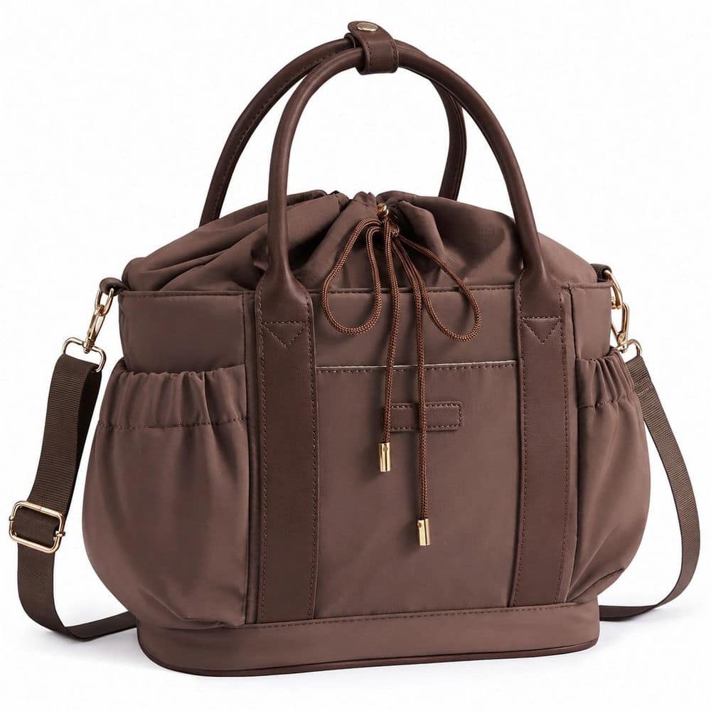 Brown Insulated Lunch Bag for Work, Campus, Picnics and Daily Commutes with Double-Layer Design