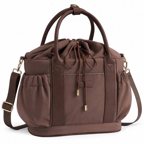 Brown Insulated Lunch Bag for Work, Campus, Picnics and Daily Commutes with Double-Layer Design