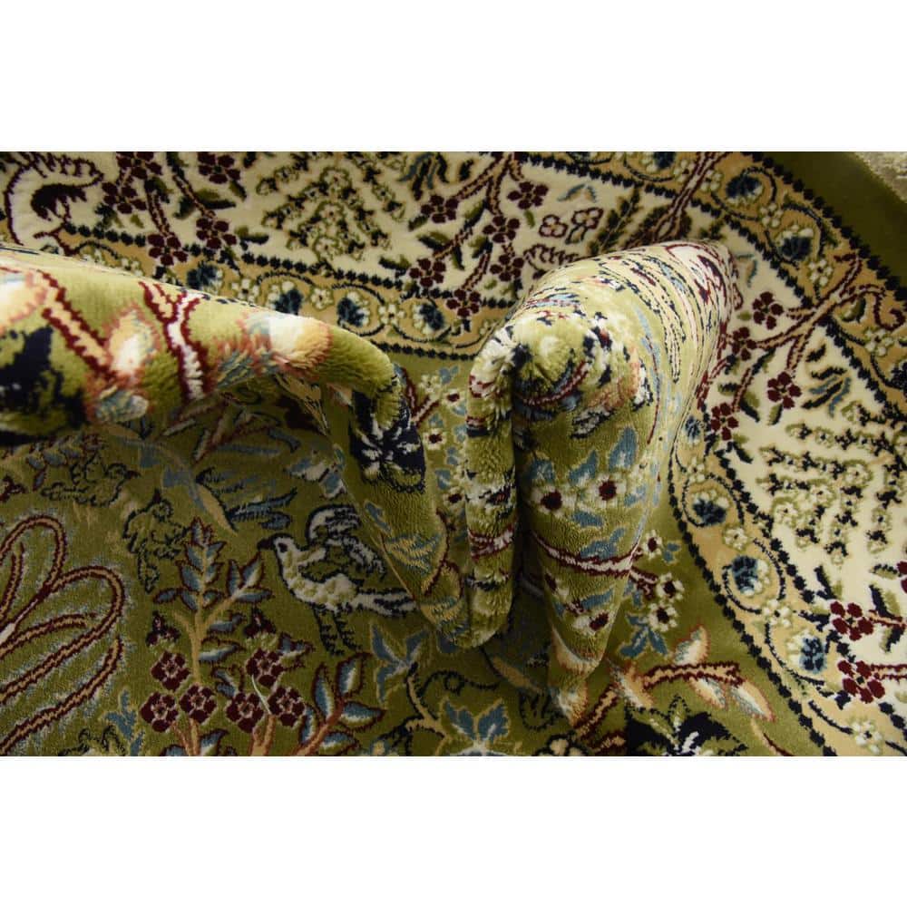 Emerald Blossom Easy-Care Rectangular Synthetic Rug
