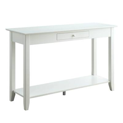 American Heritage 48 in. White Standard Rectangle Wood Console Table with Drawer