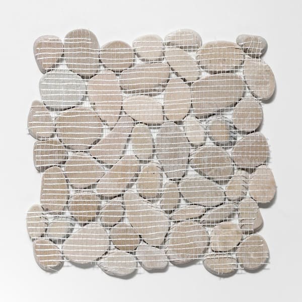 CRUZ BAY STUDIO Sliced Pebble Tile Tan 11-1/4 in. x 11-1/4