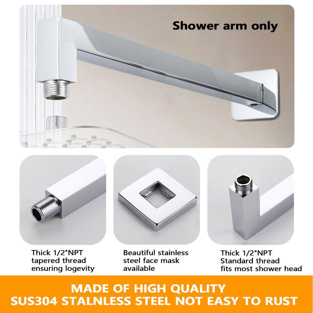 15" Chrome Ceiling Mount Brass Shower Arm