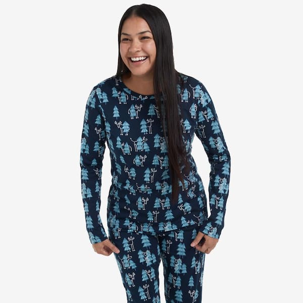The Company Store Company Cotton Printed Women's Medium Blue Pajama Set