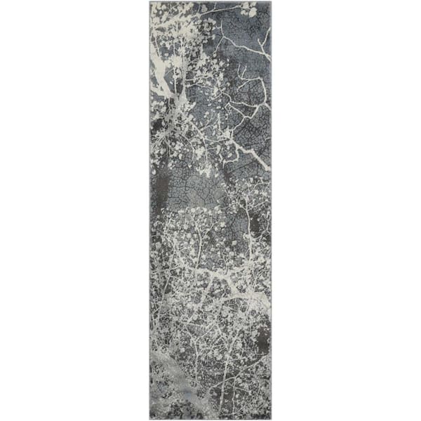 Nourison Maxell Grey 2 ft. x 8 ft. Oriental Vintage Kitchen Runner Area Rug