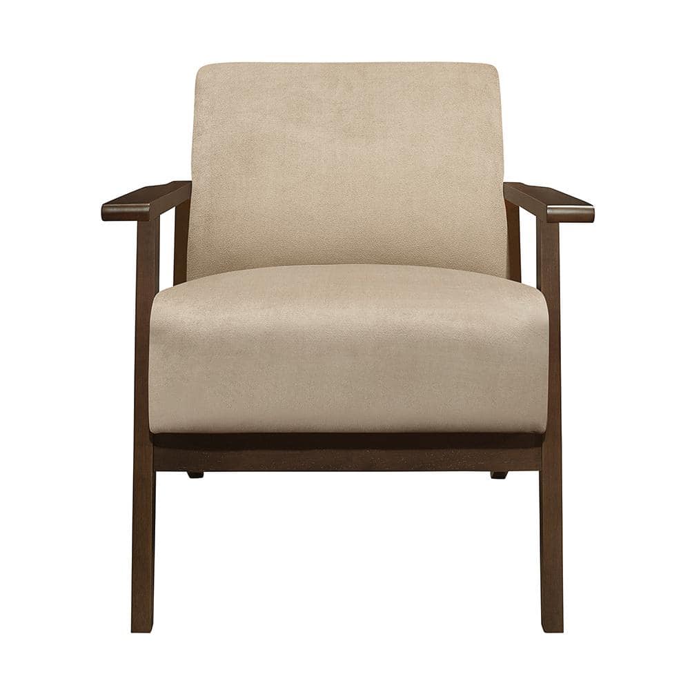 August Light Brown Velvet Mid Century Modern Accent Chair