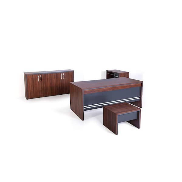 CASA MARE Modern Arya 71 in. Rectangular Oak/Grey with Storage 3-Drawer Computer Desk(Set of 4)