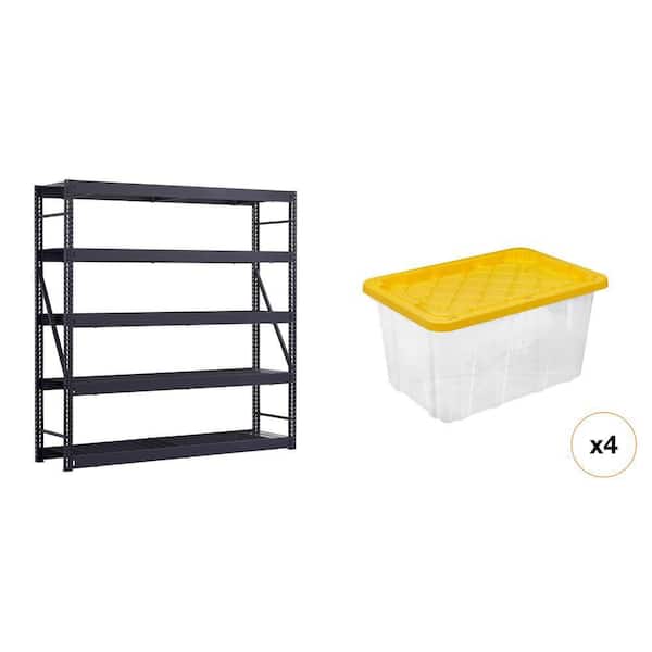 5-Shelf Metal Garage Storage Shelving Unit (90 in. W x 90 in. H x 24 in. D) and 27 Gal. Tough Storage Tote Combo