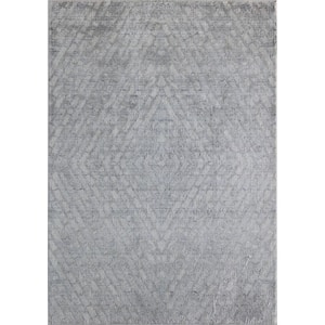 Juliette Romeo Misty Gray Abstract Vintage 8 ft. x 10 ft. Area Rug