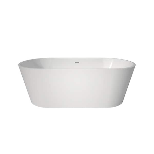 67 in. x 31.5 in. Freestanding Soaking Bathtub with Center Drain in Chrome