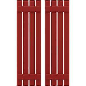 15-1/2 in. W x 77 in. H Americraft 4-Board Exterior Real Wood Spaced Board and Batten Shutters in Fire Red