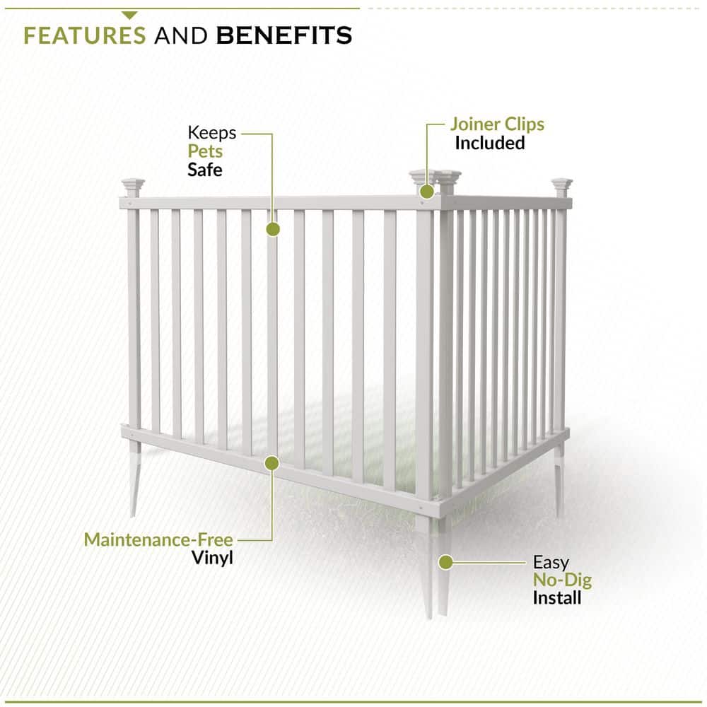 3ft H x 3.5ft W White Vinyl Picket Fence Panel Kit