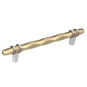 London 6-5/16 in. (160mm) Modern Golden Champagne/Polished Chrome Bar Cabinet Pull