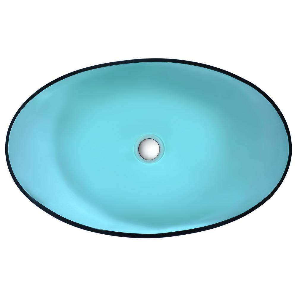 Lustrous Green Oval Tempered Glass Above-Counter Bathroom Sink