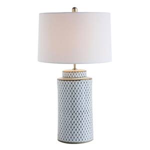 28 in. Indigo Table Lamp with Linen Shade