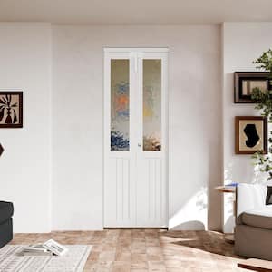 TENONER 72 in. x 80 in. Half Lite Mirrored Glass Solid Core White