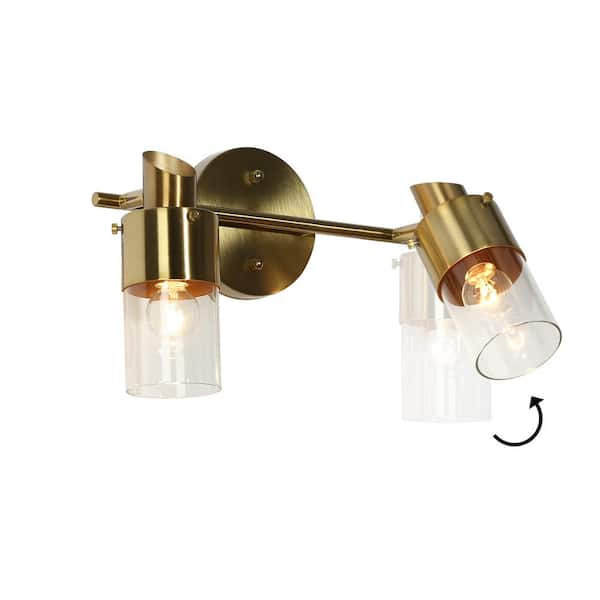 Zevni Coluse 12.5 in. Adjustable 2-Light Brass Gold Bathroom 