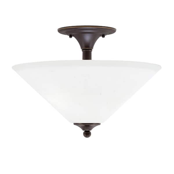 Unbranded Bristol 16 in. 2-Light Dark Granite Transitional Semi-Flush Mount with 16 in. White Muslin Glass Shade, No Bulbs Inclued