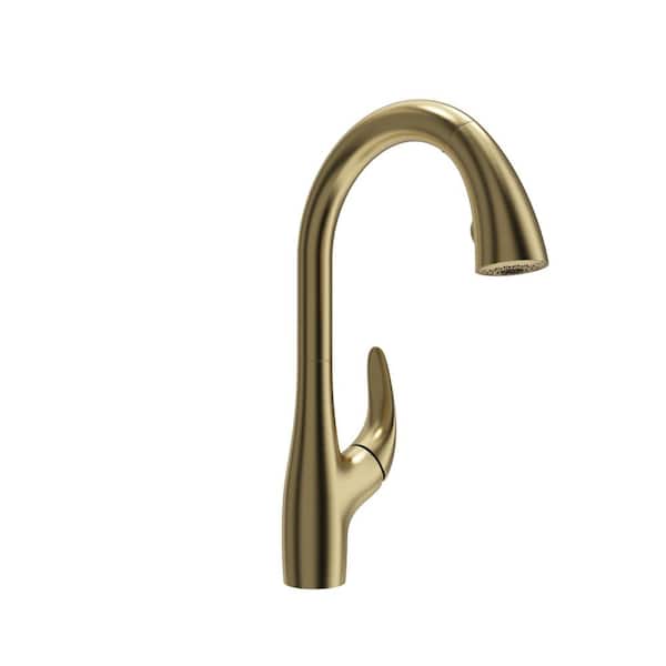 BOCCHI Pagano 2.0 Single Handle Pull Down Sprayer Kitchen Faucet in Brushed Gold