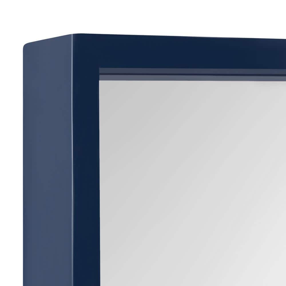 Navy Blue Rectangular Wood Vanity Wall Mirror