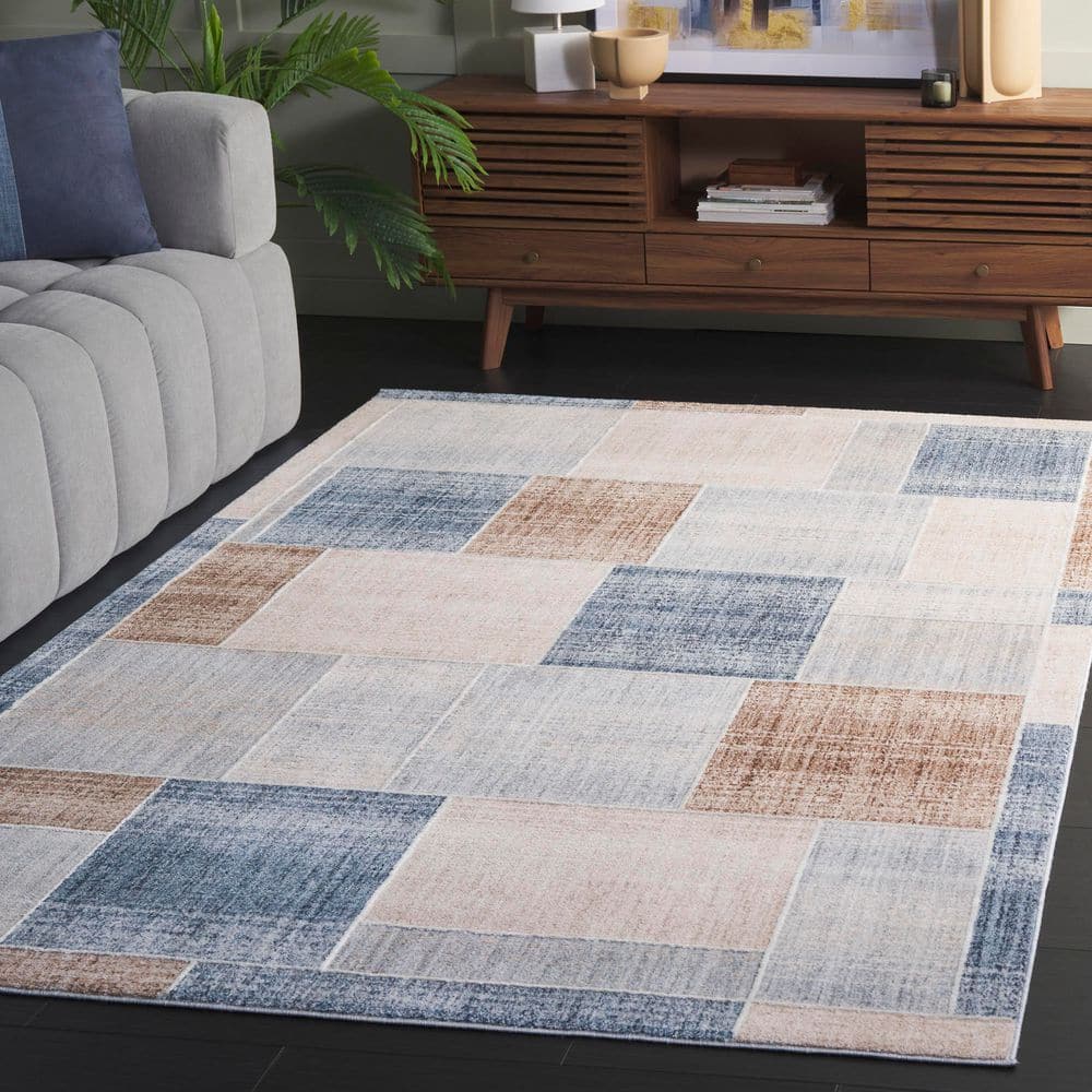 Scarlett 4 ft. x 6 ft. Beige/Blue Brown Distressed Geometric Area Rug price history on PriceWatchPro