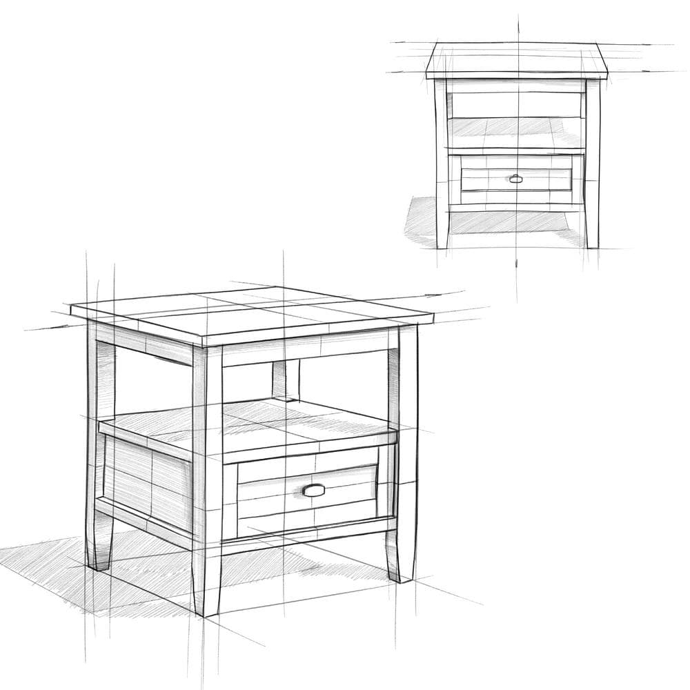 Farmhouse Gray Rectangular Wood End Table with Storage