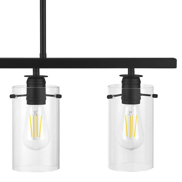 Hampton Bay Regan 4-Light Matte Black Island Chandelier with Clear Glass  Shades, Industrial Linear Kitchen Pendant Light HD4969A3 - The Home Depot