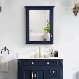 24 in. W x 30 in. H Medium Rectangular Navy Blue Solid Wood Frame Surface Mount Soft Close Medicine Cabinet with Mirror