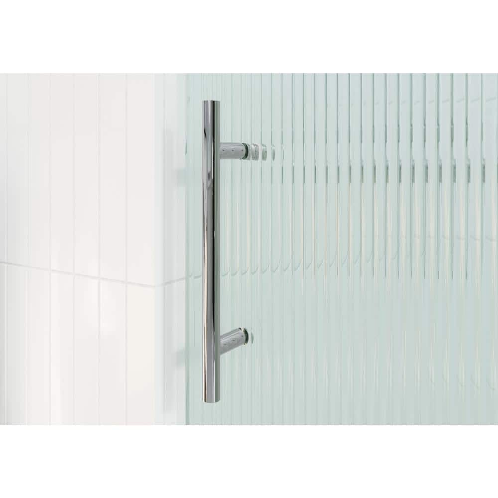 Galaxy 60" Frameless Fluted Glass Sliding Bathtub Door in Chrome