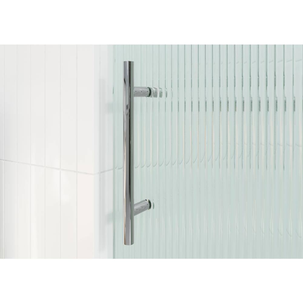 Galaxy 60" Frameless Fluted Glass Sliding Bathtub Door in Chrome