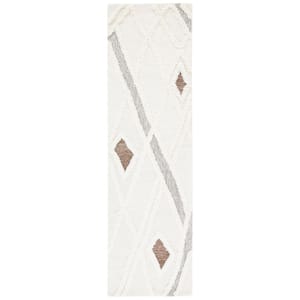 Casablanca Ivory/Brown 2 ft. x 12 ft. Abstract High-Low Runner Rug