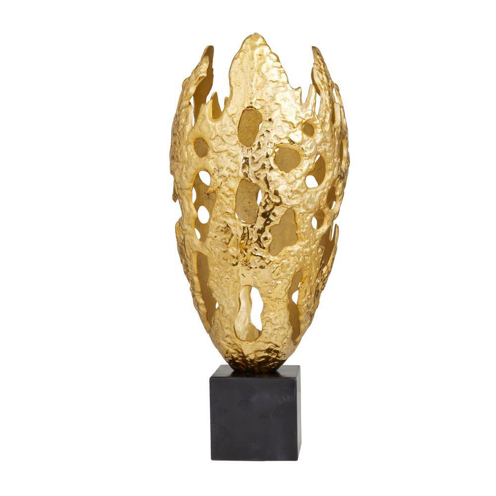 Gold Medium Aluminum Oval Contemporary Tabletop Statue