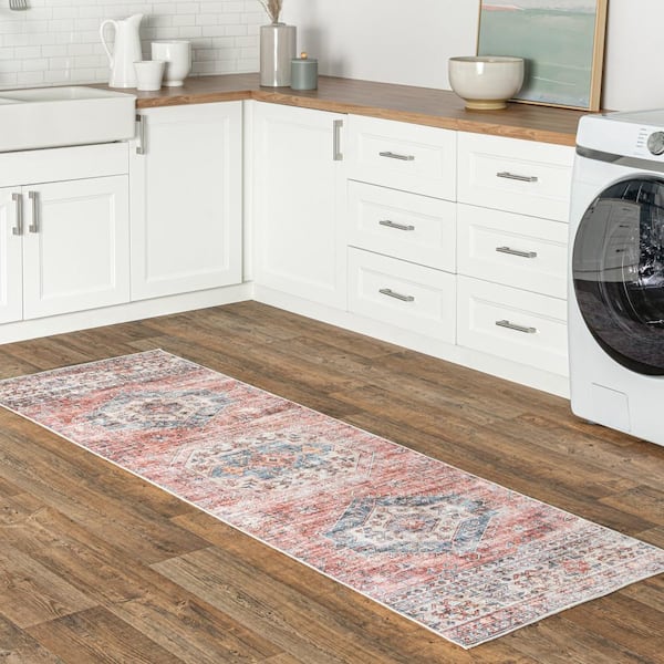 Desna Machine Washable Faded Vintage Peach 2 ft. 6 in. x 6 ft. Runner Rug Area Rug