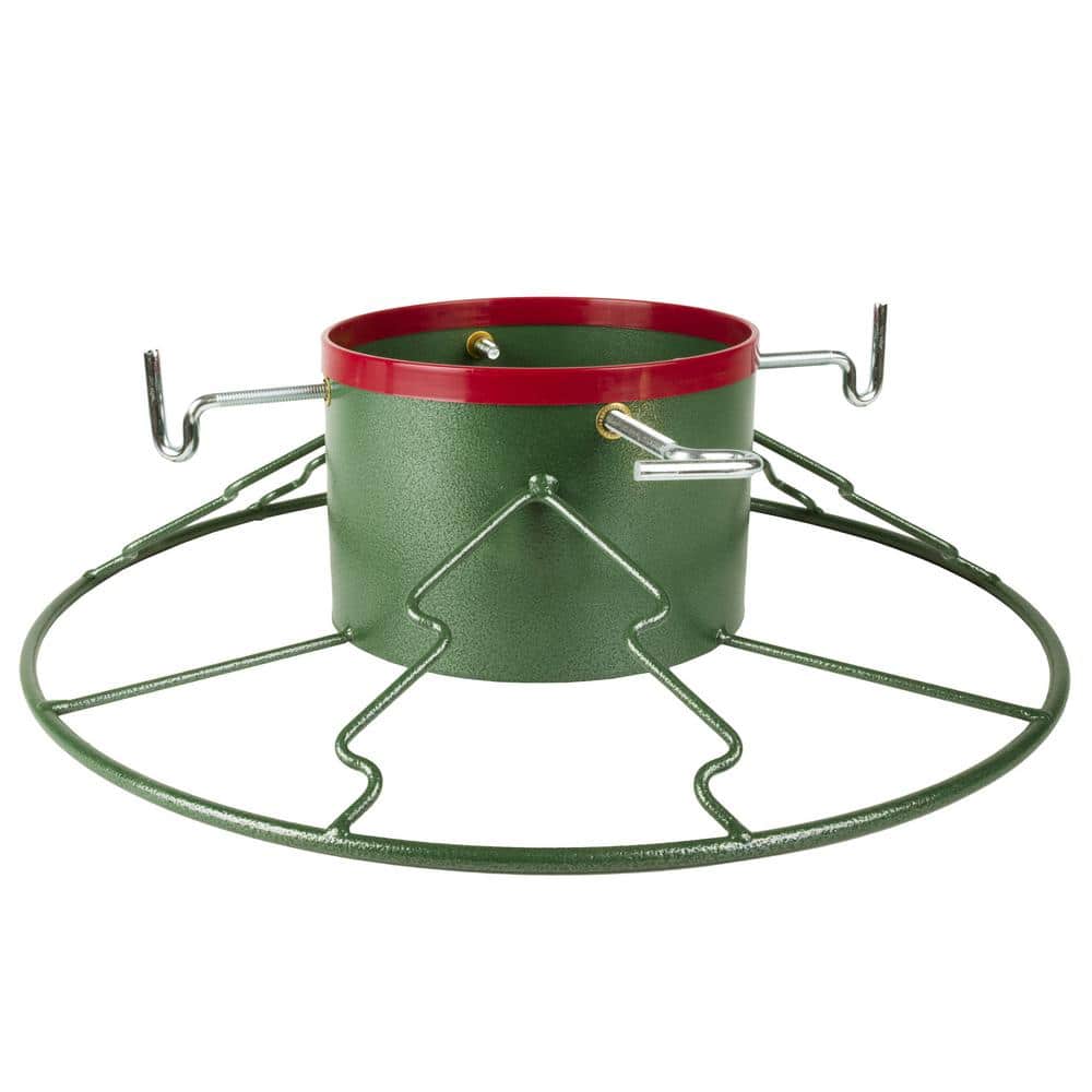 Yard Butler Santa s Helper Christmas Tree Stand - For Trees from 6 to 11 Feet Tall - Tree Stand s for Live Trees  Heavy Duty Stand with Included Metal Skirt - Green/Red