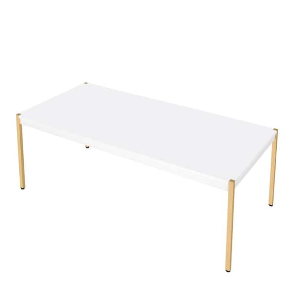 Z-joyee 48 in. White Rectangle Composite Wood Coffee Table
