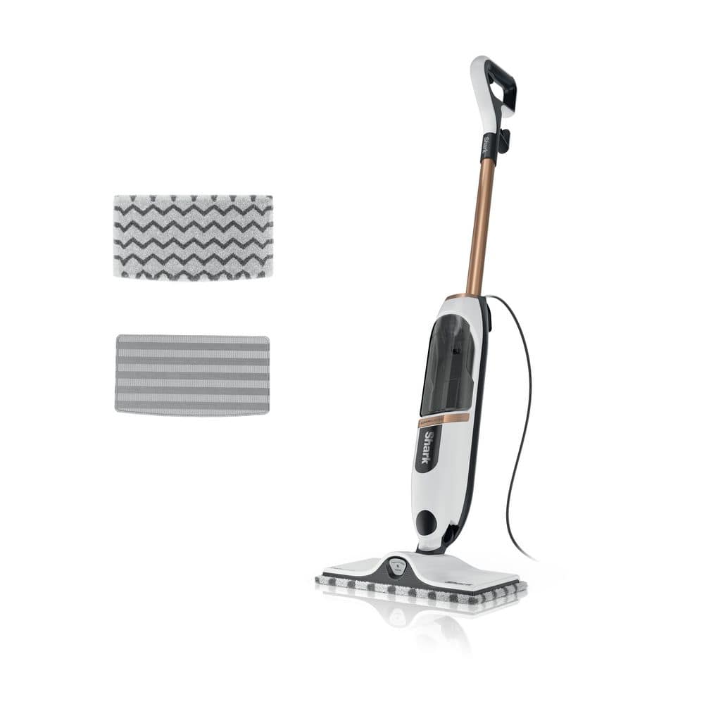 Shark SteamSpot Corded Steam Mop with Steam Blaster for Hard Floors in White with XL Removable Tank, Washable Pads, S2001