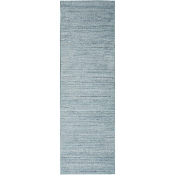Washable Essentials Aqua 2 ft. x 6 ft. All-over design Contemporary Runner Area Rug