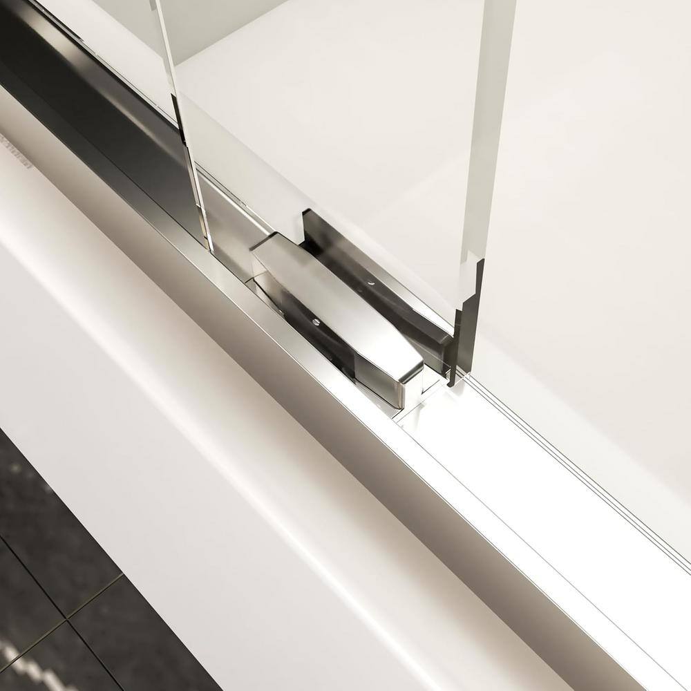 60" Polished Chrome Semi-Frameless Sliding Shower Door