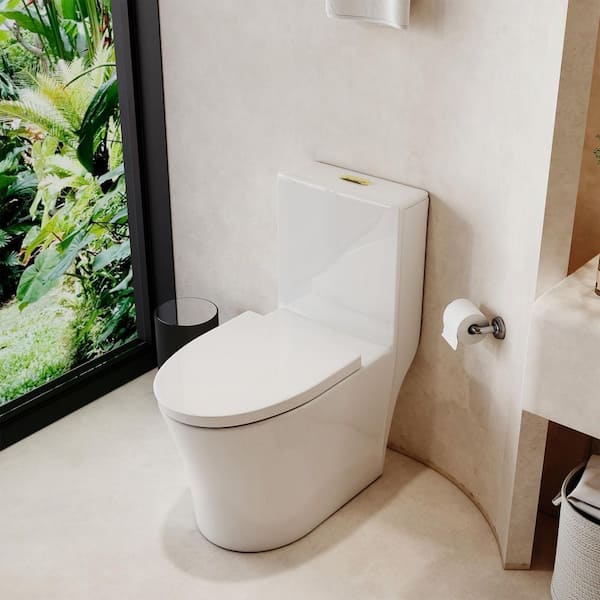 1-Piece 1.1/1.6 GPF Dual Flush Elongated Toilet in White Soft Closing Seat Included