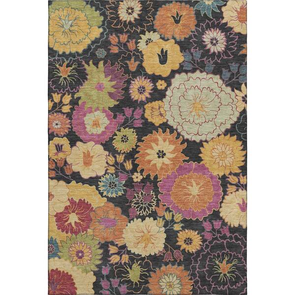 Mayfield Premium Machine Washable Abstract AMF2293 Black 10 ft. x 14 ft. Area Rug