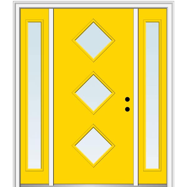 MMI Door 68.5 in. x 81.75 in. Aveline Left-Hand Inswing 3-Lite Clear Low-E Painted Fiberglass Prehung Front Door with Sidelites